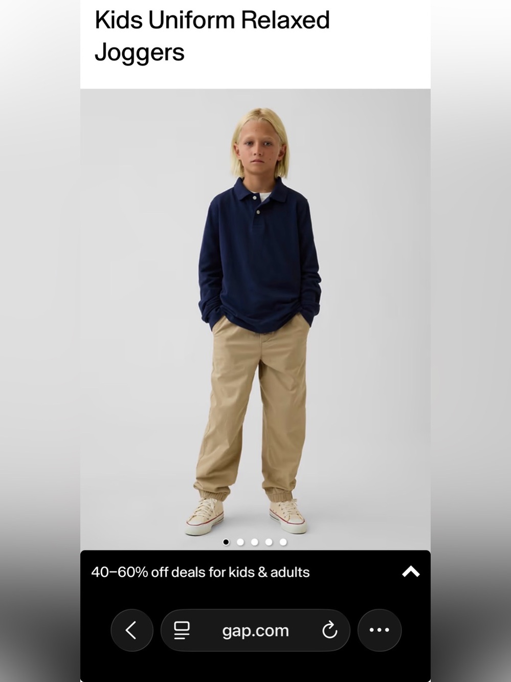 GAP Kids uniform relaxed joggers, size XL (12), NWT